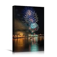 Canvas Wall Art Building Cityscape Cityscape Colorful Contemporary Multicolor Neon Photography Places - 12x18 inches