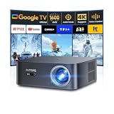 Videoproiettore 4K 【1600 ANSI/Google TV】 Auto Focus/Keystone Proiettore video diurno 4K WiFi Bluetooth FHD 1080P, APP Officille, Controllo Vocale, HDR10, Retroproiettore Home Cinema/Esterno Zoom 50%