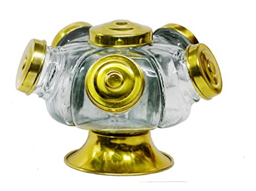 Baleiro Giratório Em Vidro 5 Potes 28 Cm Amarelo Bomboniere Família Crianças