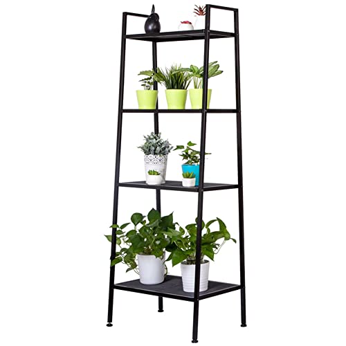 Huedimboene 4 Tier Metal Ladder Bookshelf, Free Standing Display Shelf