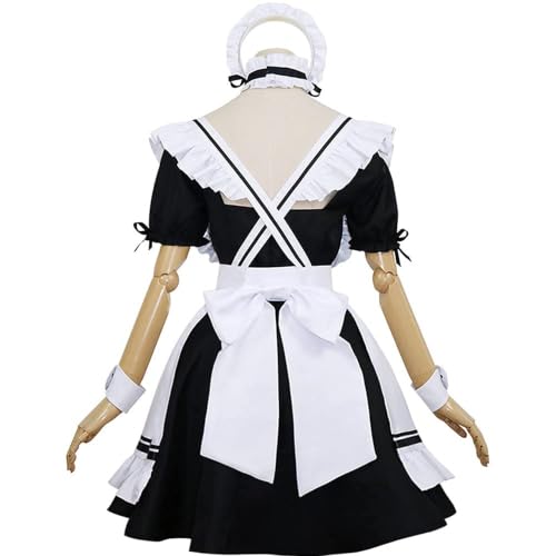 IOPBOT Women's Japanese Anime Maid Cosplay Classic Fancy Apron Maid Dress with Socks (Black maid outfit, XXL) by IOPBOT - Used condition - Image 4