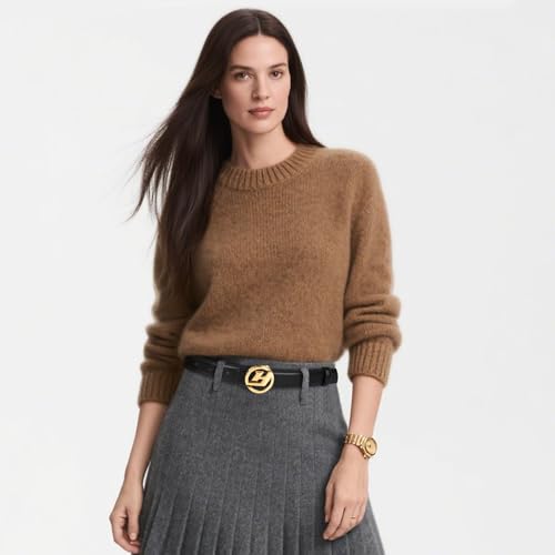 Image of Aurolran Women's Leather Belt with Buckle - Ideal for Dresses, Jeans, and Coats