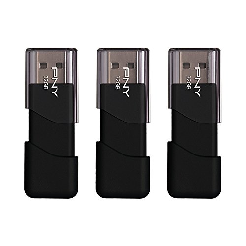 PNY Attache USB 2.0 Flash Drive, 32GB / Black / 3 Pack (P-FD32GX3ATT03-MP)