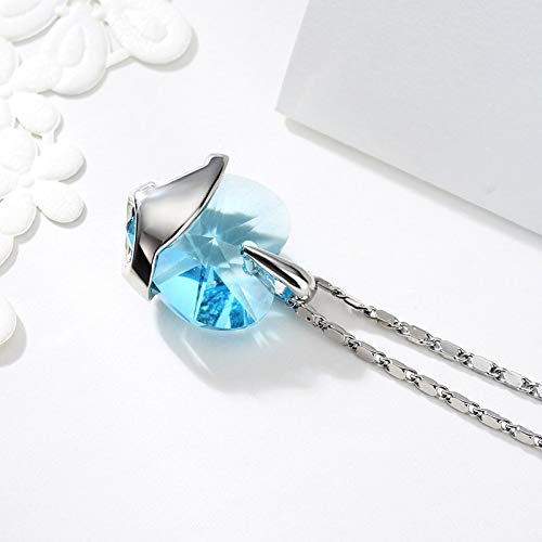 Collier ras de cou bleu cœur imitation cristal symbole d'amour