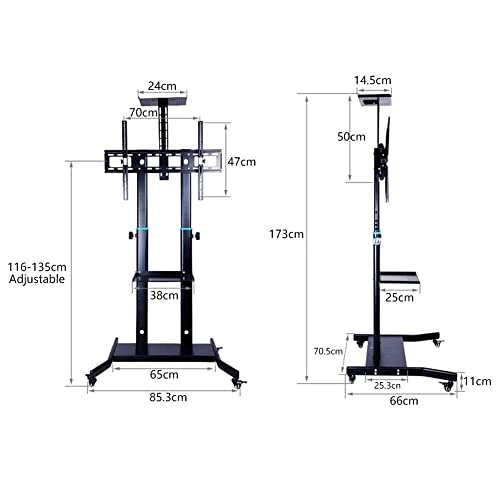 Soporte móvil para TV ajustable para pantallas 42"-85" negro miniatura 4