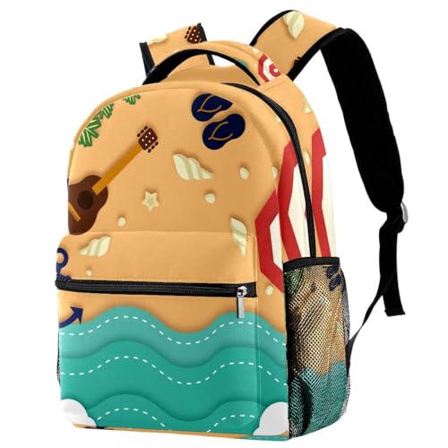 Sac à dos d'école motif ancre de plage multicolore pour ados