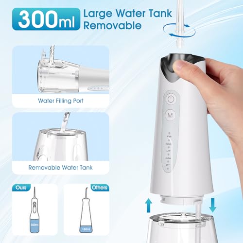 Anluomania Irrigador Bucal, Irrigador Dental Portatil, Water Flosser, 4 Boquillas 5 Modos, Irrigador Dental Inalámbrico, IPX7 Impermeable USB Recargable, Para Limpieza Dientes, Para Hogar y Viajes - imagen 4
