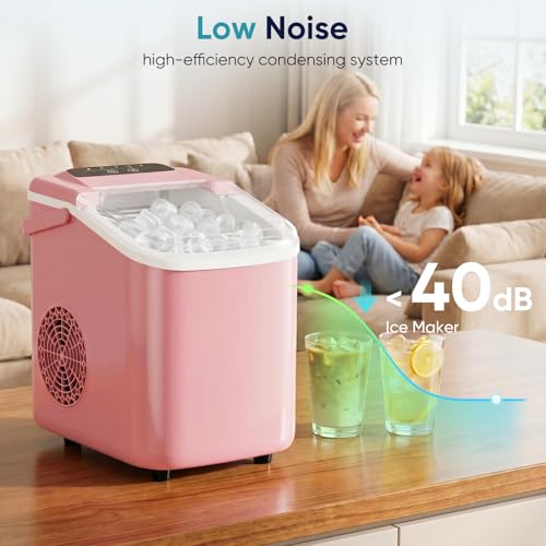 Image of DUMOS Ice Maker Countertop, Ice Machine with Portable Handle, Basket and Scoop, 26lbs Daily, 9 Bullet Cubes in 6-8 Mins, Auto-Cleaning for Home, Kitchen, Office, Outdoors, RV Camping
