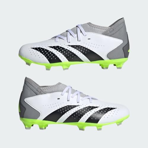 adidas Predator Accuracy.3 Firm Ground Sneaker, White/Core Black/Lucid Lemon, 2.5 US Unisex Little Kid | Image 7