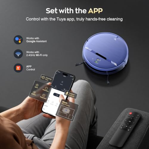 Image of Robot Vacuum and Mop Combo, 2300Pa Strong Suction, 2-in-1 Dust Box and Water Tank, Works with Alexa /Google Assistant, Long Runtime, Schedule, Quiet, Ideal for Hard Floors, Low-Pile Carpets and Pets