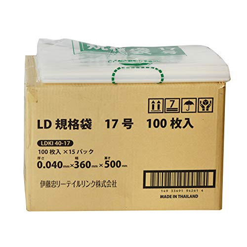伊藤忠リーテイルリンク LD規格袋 0.04mm 17号 100枚入x15パック
