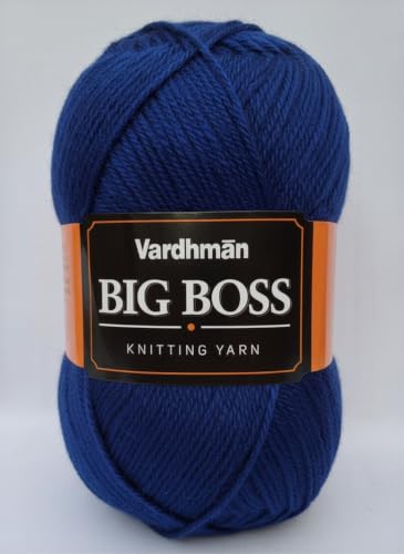 Image of Vardhman BigBoss Knitting Yarn - 200g Ball, 575m, 84% Acrylic + 16% Nylon, 3-Ply DK Weight, Soft & Durable Wool for Knitting, Craft, babywear, blanket, winter wear; threads for crochet hook needle - Boss-25 - Aqua Blue