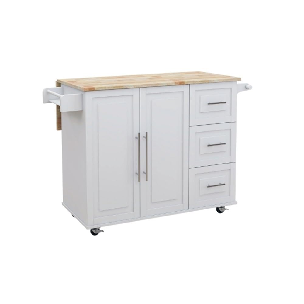 FZL02068LM Serving Trolleys Wheeled Kitchen Island Cart, Mobile Service, 3 Drawers, 2 Cabinets Organization