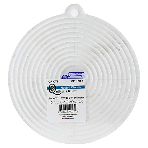 Quilter's Rule Nested Circles Template Set – 11 Acrylic Circles, 1.5" to 6.5" Diameters, 1/4" Thickness for Longarm Quilting Machines – Quilting Ruler Set for Crafts & Sewing