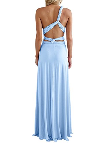 Image of Women Transformer Hi Low Evening Long Prom Dress Halter Convertible Multi Way Spaghetti Strap Wedding Cocktail Maxi Gown