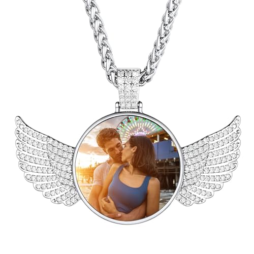 U7 Custom Photo Necklace Men Women Personalized Jewelry Customized Any Picture Pendant Stainless Steel Chain 18-30 Inch Tennis Necklaces, Mothers or L