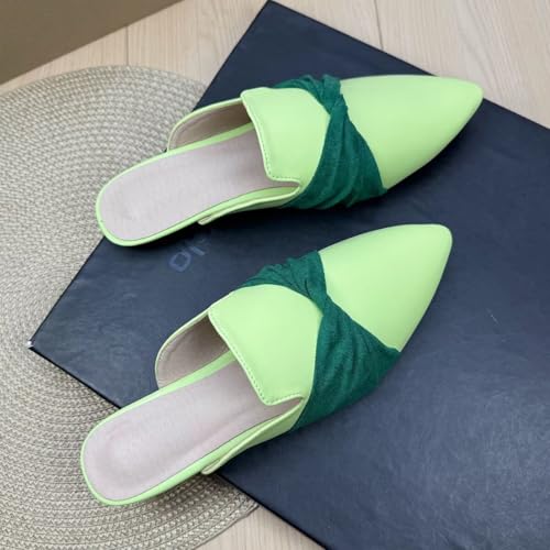 ChaiRong Zhou Women's Bowknot Slippers Flats Ladies Pu Leather Mules with Non-Slip Rubber Sole Indoor Outdoor Casual Shoes3