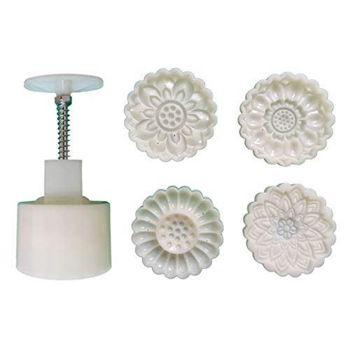 WAHSBAG Forma de bolo da lua, molde de plástico de 125 g com estampa de flor de animal, molde de cor