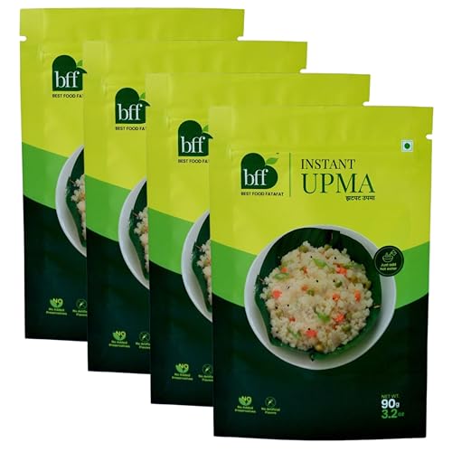 Image of Instant Upma - Pack of 4 (90g Each) | Ready-to-Cook Indian Breakfast Mix | Just Add Water | Made with Semolina & Spices | Convenient & Portable for Home, Office, or Travel (Pack of 4)