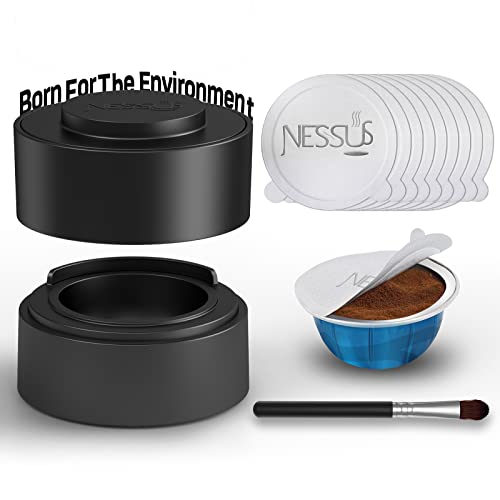 Image of Nessus Vertuo Reusable Pods Kit, 50 Pcs [ALSeal EZ FIT] Aluminum Foil Seals for Nespresso Capsules Vertuoline, Holder and Brush, Fits for Refillable Vertuo Pods(Pods Not Included)