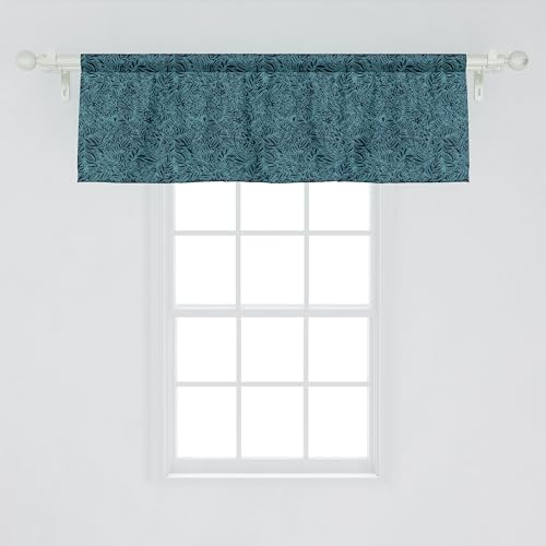 Ambesonne Dark Garden Window Valance Pack of 2, Abstract Flourish Nature Inspired Pattern Leaves Blossoms Print, Rod Pocket Curtain Valances for Kitchen Bedroom, 54