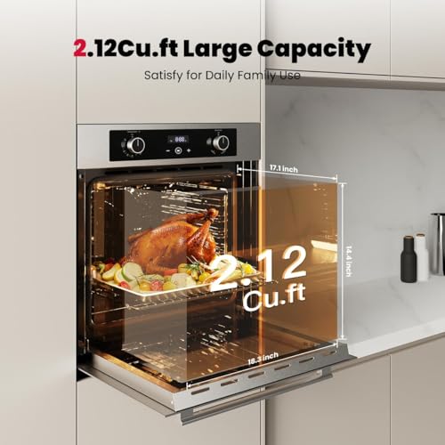 Image of GASLAND 24 Inch Gas Wall Oven, Bake Broil Rotisserie, Digital Timer | 2.12 Cu. Ft., Natural Gas Oven with Convection, ETL Certified for Safety, 120V Plug, Easy-Clean Interior, Stainless Steel