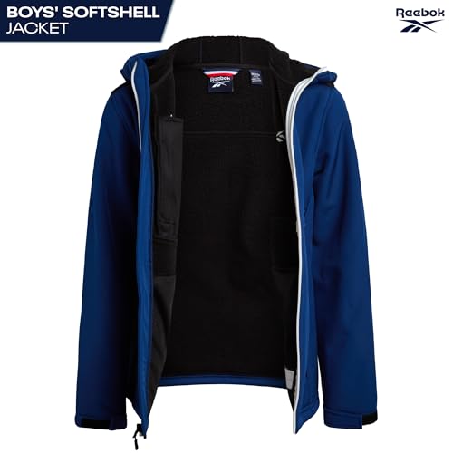 Image of Reebok Boys Softshell Jacket, Sherpa Fleece Lined Hooded Windbreaker