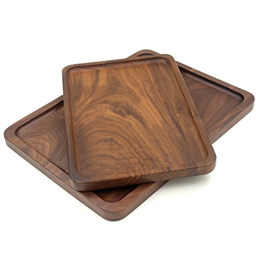 Bamber Wood Rectangular Serving Trays, Medium, Black Walnut, 13.4 X 9 Inches #TOP5