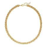 SHOP LC DELIVERING JOY Stainless Steel Yellow Gold ION Plated Byzantine Link Chain Necklace for Women Size 20-22' 97.30 Grams Birthday Gifts for Women