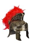 Adult Gladiator Costume Helmet - Roman Soldier Helmet with Plume, Movable Visor & Side Flaps Antique Bronze Look ST
