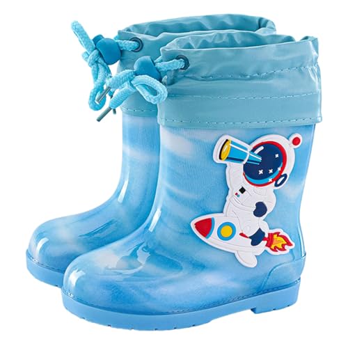 Kids Rain Boots for Boys Girls Toddler 𝐂artoon Soft Rubber Water Proof Non Slip Rain Shoes for Bog Herringbone Boots