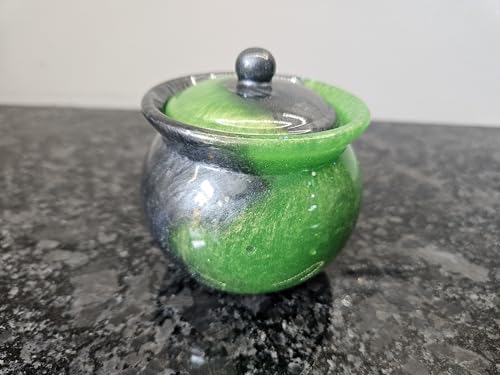 Artisan Handmade Epoxy Resin Storage Jar with Vintage Grandma-Style Lid in Vibrant Green and Purple - Image 7