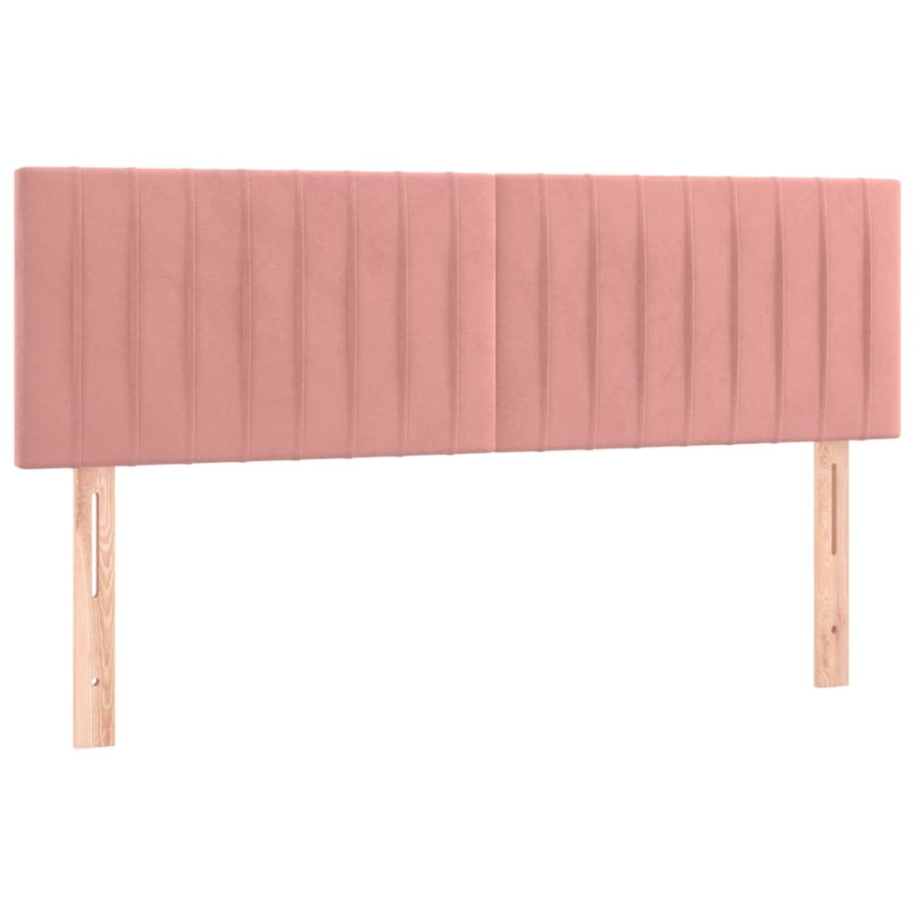 2 zagłówki różowe aksamit, 72 x 5 x 78/88 cm, z regulacją wysokości, miękki materiał tapicerski, wytrzymałe drewniane nogi do ramy łóżka, sypialni