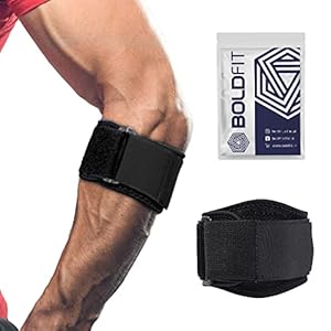 Boldfit Neoprene Tennis Elbow Support for gym with Strap - Elbow band for pain relief in Bursitis, Tendonitis Support Strap Elbow wraps for gym, workout, Tennis, Badminton, Running - Free Size - Black
