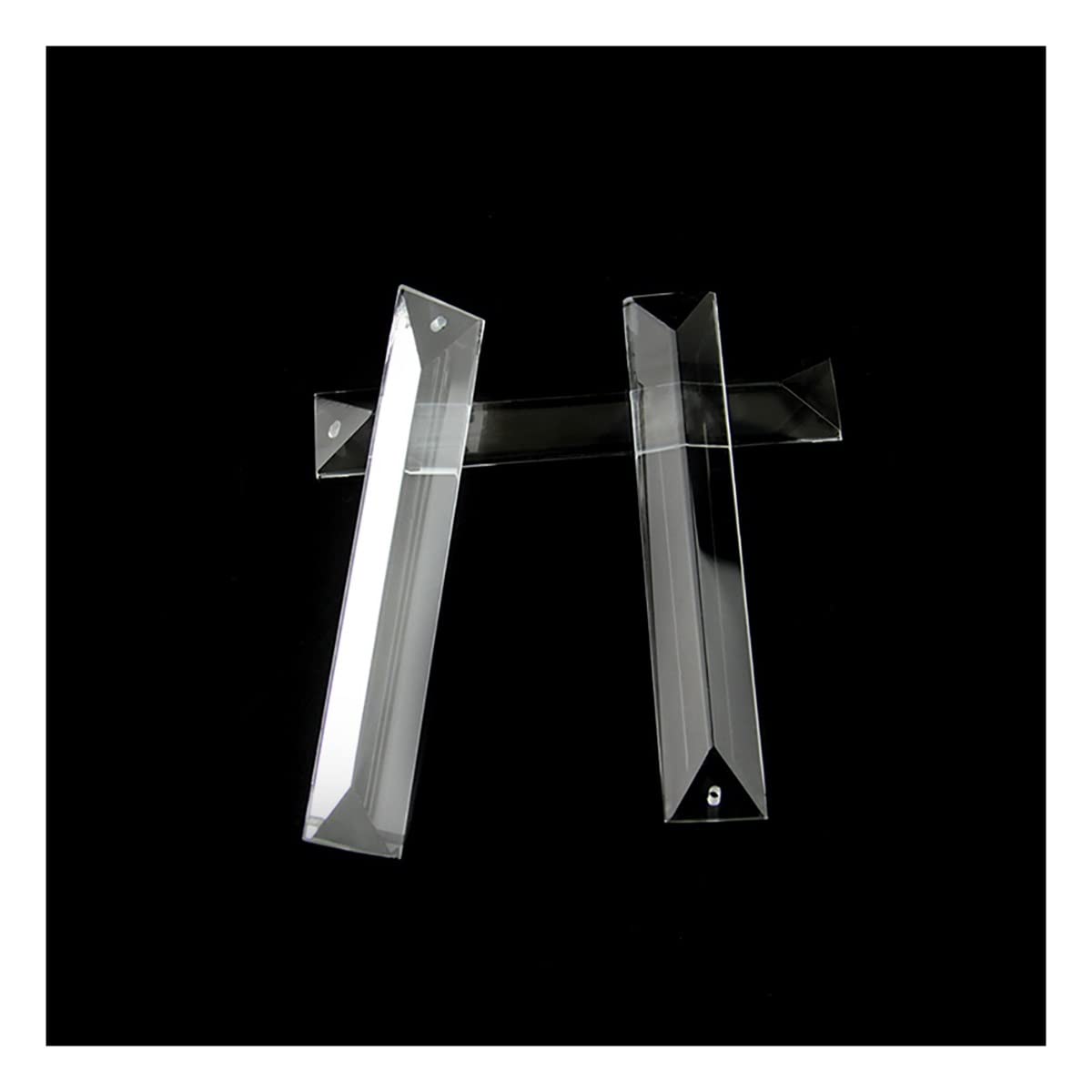 Chandelier Crystal Prisms Pendants Sizes Trimming Triangle Crystal Clear Prism In 1 Hole/2 Holes Chandeliers Pendants Parts Crystals Lighting Lamp Replacement Parts (Color : 22x180mm 10pcs, Size : 1