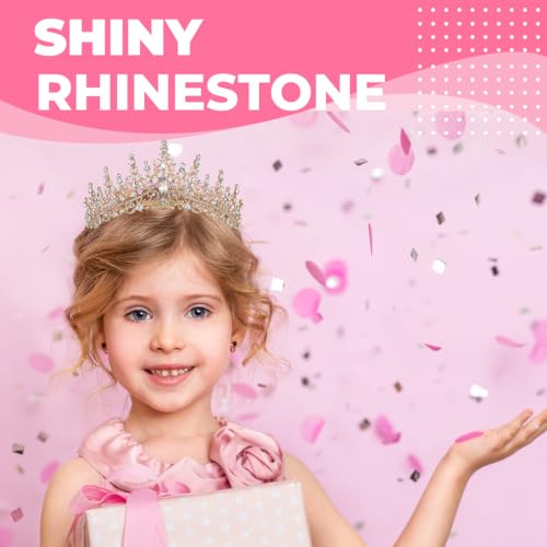 Birthday Tiara Crown with Sash for Women, Headband Hair Accessories for Wedding Party Costume Gold