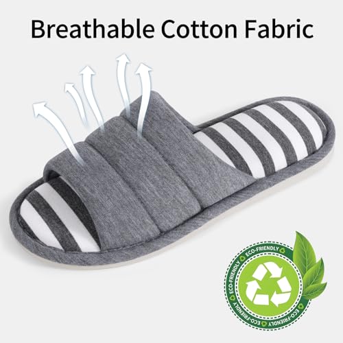 Image of shevalues Open Toe House Slippers for Women Men Memory Foam Bedroom Shoes