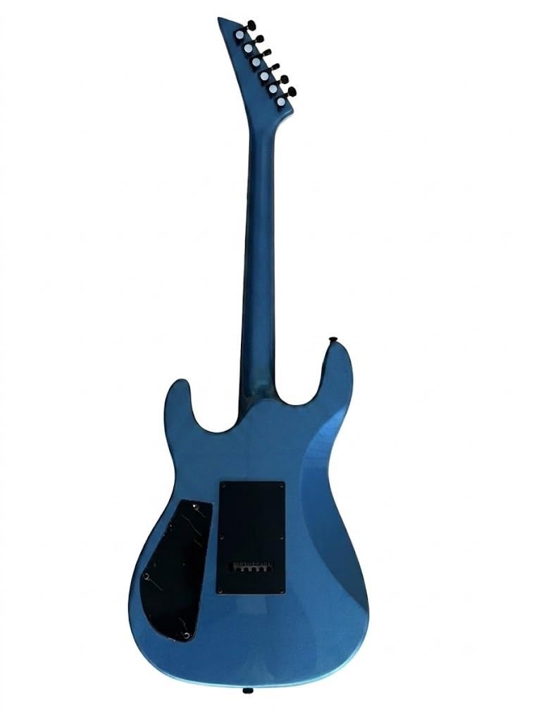 Chitarra elettrica a corpo solido, stile Shredder blu ghiaccio metallizzato con pickup HSS e tremolo bloccabile, 6 corde full size for hard rock (Guitarra Eléctrica)