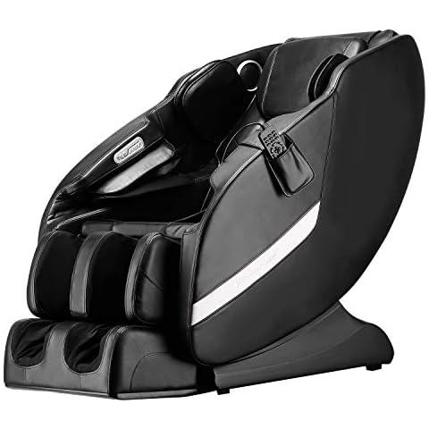 BestMassage Electric Shiatsu Zero Gravity Full Body Massage Chair Recliner with Built-in Heat Therapy Foot Roller Airbag Massage System Stretch Vibrating Wireless Bluetooth Speaker,Black Cover