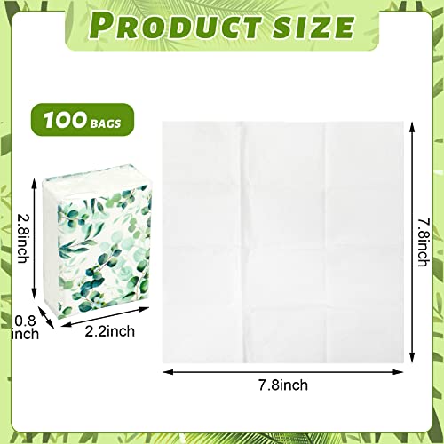 Image of Geyee 100 Pcs Travel Tissue Packs Bulk 3 Ply Pocket Tissues 1000 Sheet Small Personal Facial Tissues Cute Individual Facial Tissue Packs for Wedding Party Favors(Eucalyptus Leave)