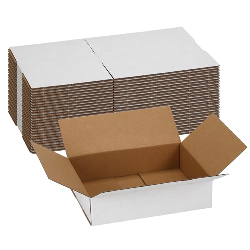 SPEPLA 25 Pack Shipping Boxes 8x6x2 Inches, White Corrugated Cardboard Mailing Box for Packing, Mailing, Small Business, Literature Mailer