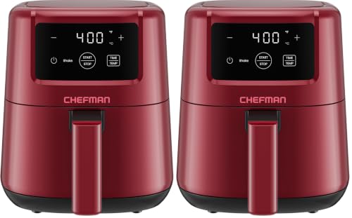 Image of CHEFMAN 2 Qt Mini Air Fryer - Digital Space-Saving Compact Air Fryer with Nonstick and Dishwasher Safe Basket, Quick & Easy Meals in Minutes, Features Digital Timer and Shake Reminder - Red