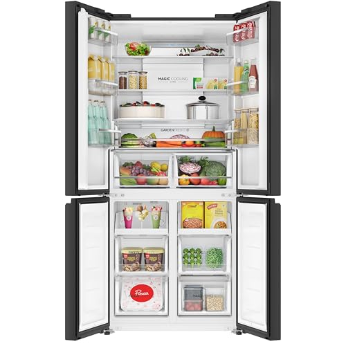 Image of Haier 520 L, Lumiere Series Wi-Fi enabled 4-Door Side by Side frost free Refrigerator with 85% Convertible Fridge & Inverter Technology, Colourful Display Panel (HRB-600MGU1-, Glass Mirror)