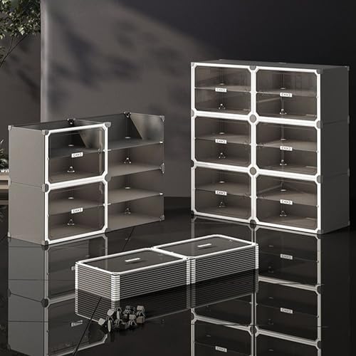 Image of Zemic Plastic Shoe Rack for Home | ππ ππ‘ππ₯π DIY Shoe Rack with Door πππ π§πππ¬ for Home Storage Plastic Box Organizer | Metal Door Frame, Chappal Slipper Sandals StandγGreyγ