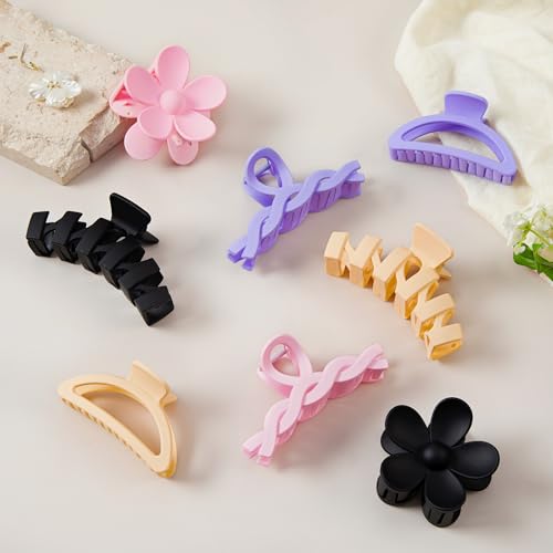 image for Sunolga 8PCS Hair Clips for Women, Flower Claw Clips for Thick Hair, N