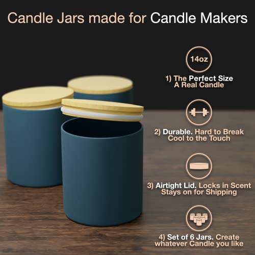 True Candle - 6-Pack 14Oz Midnight Blue Candle Jars With Lids - 6 Unique Boxes - Glass Jars With Airtight Lid Empty Candle Jars For Making Candles Bulk Empty Candle Jars Bulk Glass Jars With Lids #TOP2