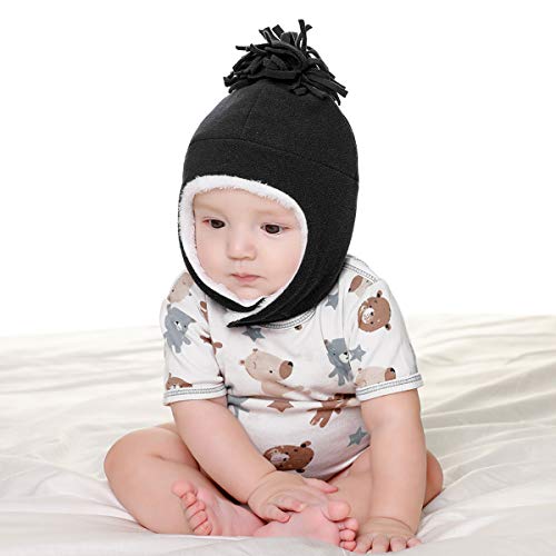 Yinuoday Baby wintermuts en wanten set, warme fleece hoed Sherpa gevoerde caps winter warme oorklep hoed handschoenen… - Image 7