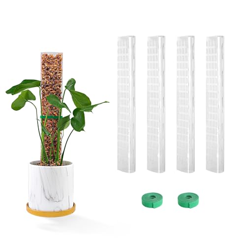 Bluepro Plastic Moss Pole for Monstera and Climbing Plants, 15-Inch, 4-Pack