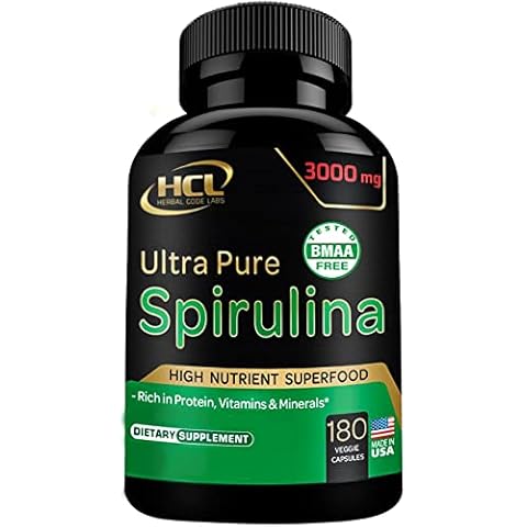 HCL HERBAL CODE LABS Organic Spirulina Powder Capsules 3000 mg Cover