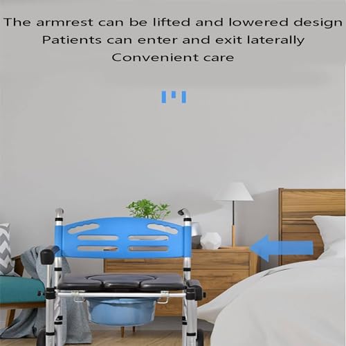 Shower Wheels Chair with and Padded Seat, Portable Toilet Wheels Chair, Shower Stool for Inside Shower Waterproof, Mobility & Daily Living Aids for Elderly - Image 3
